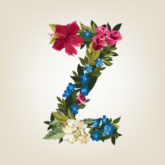 Z letter Flower capital alphabet Colorful font Uppercase