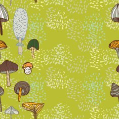 Seamless vector border of different mushrooms N4