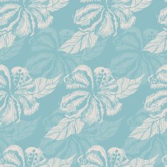 Seamless pattern with white flowers on a blue background