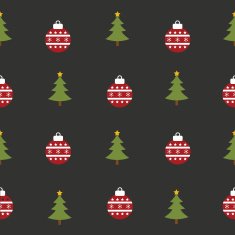 Seamless pattern with Christmas tree and ball