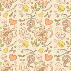 Tea party vector seamless pattern N3
