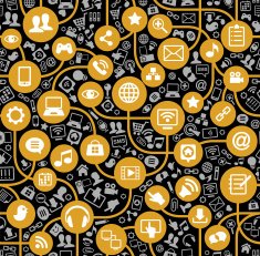 social media network background with icons vector N3