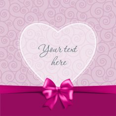 Greeting card with a bow and heart