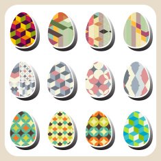 easter eggs retro pattern set N2