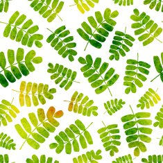 Vector seamless pattern with watercolor leaves