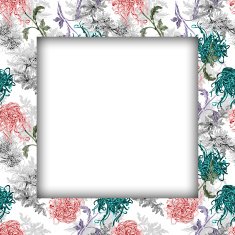 Watercolor flower frame on white background N3