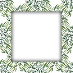 Watercolor flower frame on white background N6