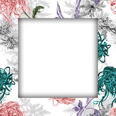 Watercolor flower frame on white background N7