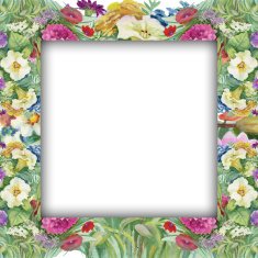 Watercolor flower frame on white background N11