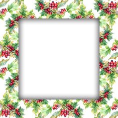 Watercolor flower frame on white background N16