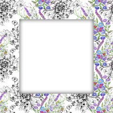 Watercolor flower frame on white background N17