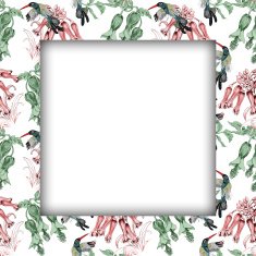 Watercolor flower frame on white background N24