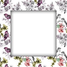 Watercolor flower frame on white background N27