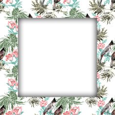 Watercolor flower frame on white background N32