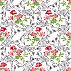 Colorful garden flowers Seamless pattern on white background N2