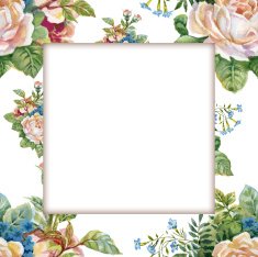 Watercolor flower frame on white background N42