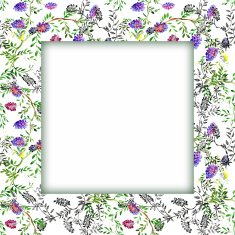 Watercolor flower frame on white background N44
