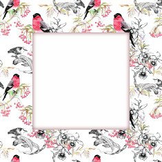 Watercolor flower frame on white background N47