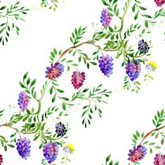 Wild flowers seamless pattern on white background N3