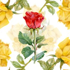 Floral colorful roses flowers pattern on white background N6