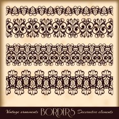 Borders decorative elements Retro style set