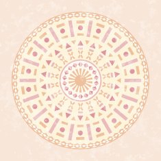 Abstract circle of simple geometric shapes in shades pink