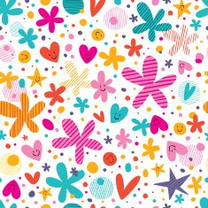 flowers and hearts pattern