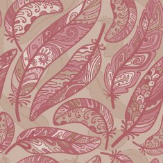 Seamless pattern of colorful ornamental bird feathers N6