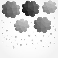 Grey clouds leaf in low poly style