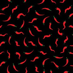 red hot chilli pepper seamless pattern onthe black background