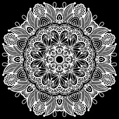 black and white beautiful vintage circular pattern of arabesques
