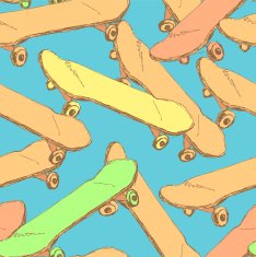 Sketch skateboard in vintage style