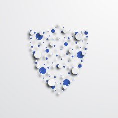 Vector modern circle shield icon on white