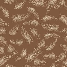 brown seamless pattern with beige feathers