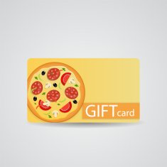 Abstract Beautiful Pizza Gift Card Design Vector Illustration