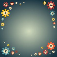 Abstract Background with simple colorful flowers