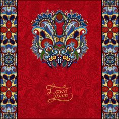 red invitation card with neat ethnic background