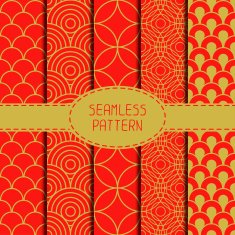 Set of geometric national chinese seamless pattern Wrapping paper collection N2