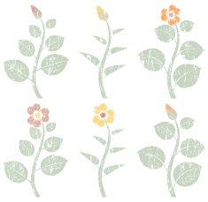 vintage retro abstract flowers grunge design elements