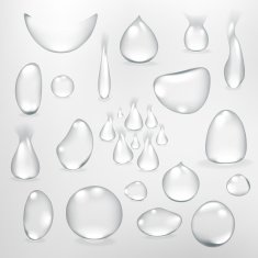 Pure clear water drops realistic set isolated vector illustration N8