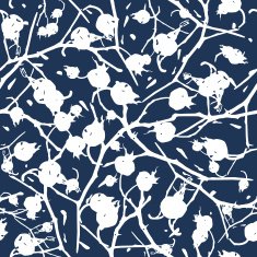 Rosehip branches with berries seamless pattern