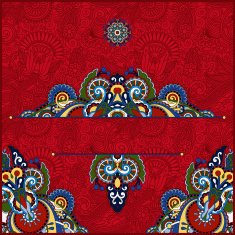 red invitation card with neat ethnic background N2