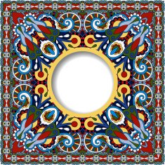 floral round pattern in ukrainian oriental ethnic style N4
