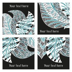 Set of vector modern posters with amazing feathers
