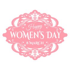 Happy Womens Day 8 March on unfocused floral background