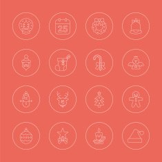 Christmas line icon set