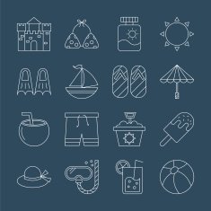 summer line icon set N3