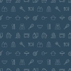 Kitchen line icon pattern set N3