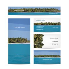 Business cards design tropical island