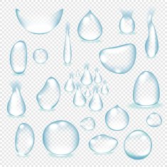 Pure clear water drops realistic set isolated vector illustration N10